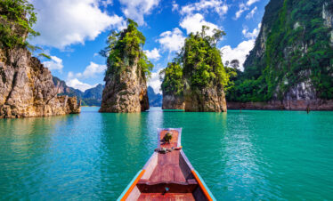 Stunning mountains at Ratchaprapha Dam, Khao Sok, Thailand