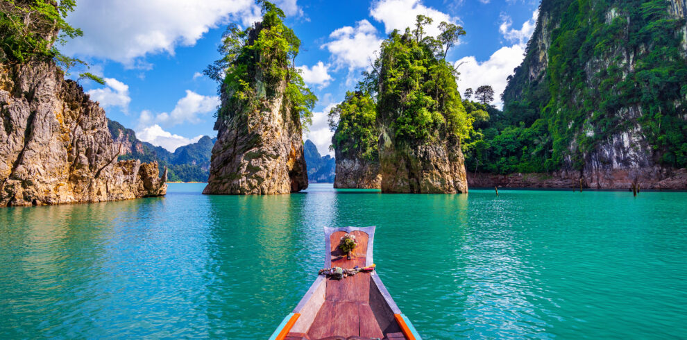 Stunning mountains at Ratchaprapha Dam, Khao Sok, Thailand